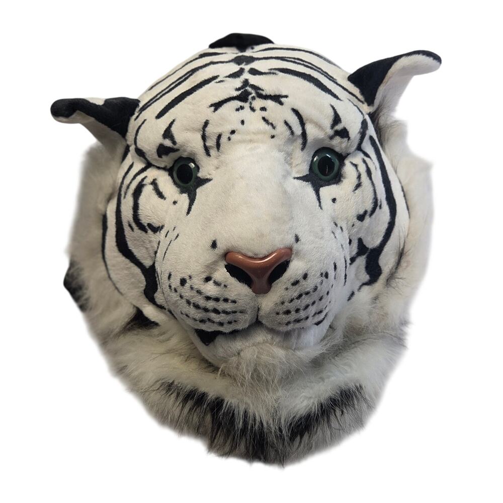 Plush White Tiger Head Backpack 3D Stuffed Animal Novelty Cosplay Rave Festival